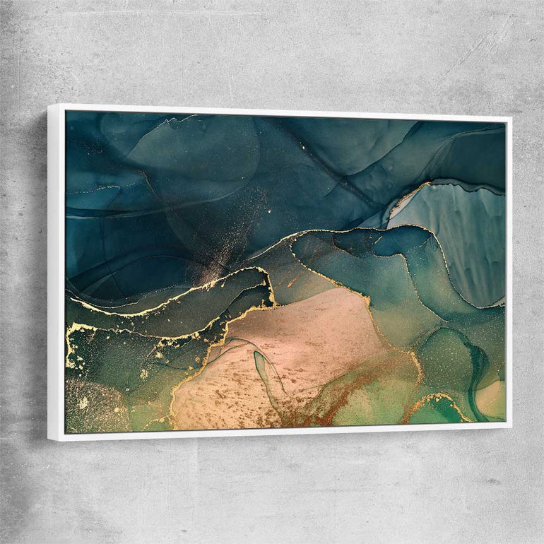 Golden Mist white framed canvas - part of our high quality canvas abstract wall art collection