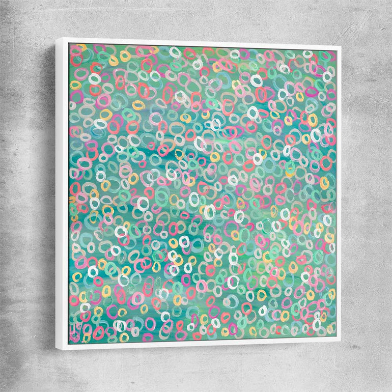 Healthy Molecules white framed canvas - part of our high quality canvas abstract wall art collection
