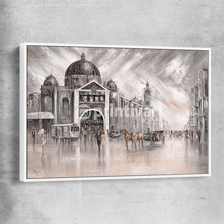 Iconic, Vintage Flinders white framed canvas - part of our high quality canvas abstract wall art collection