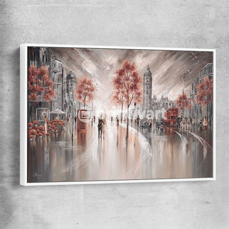 London Luxe white framed canvas - part of our high quality canvas abstract wall art collection