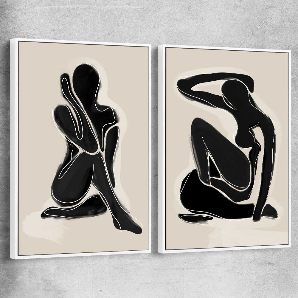 Matisse Shadow Pair white framed canvas - part of our high quality canvas abstract wall art collection
