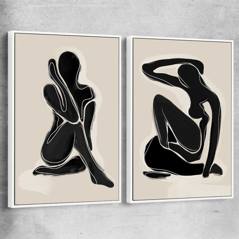 Matisse Shadow Pair white framed canvas - part of our high quality canvas abstract wall art collection