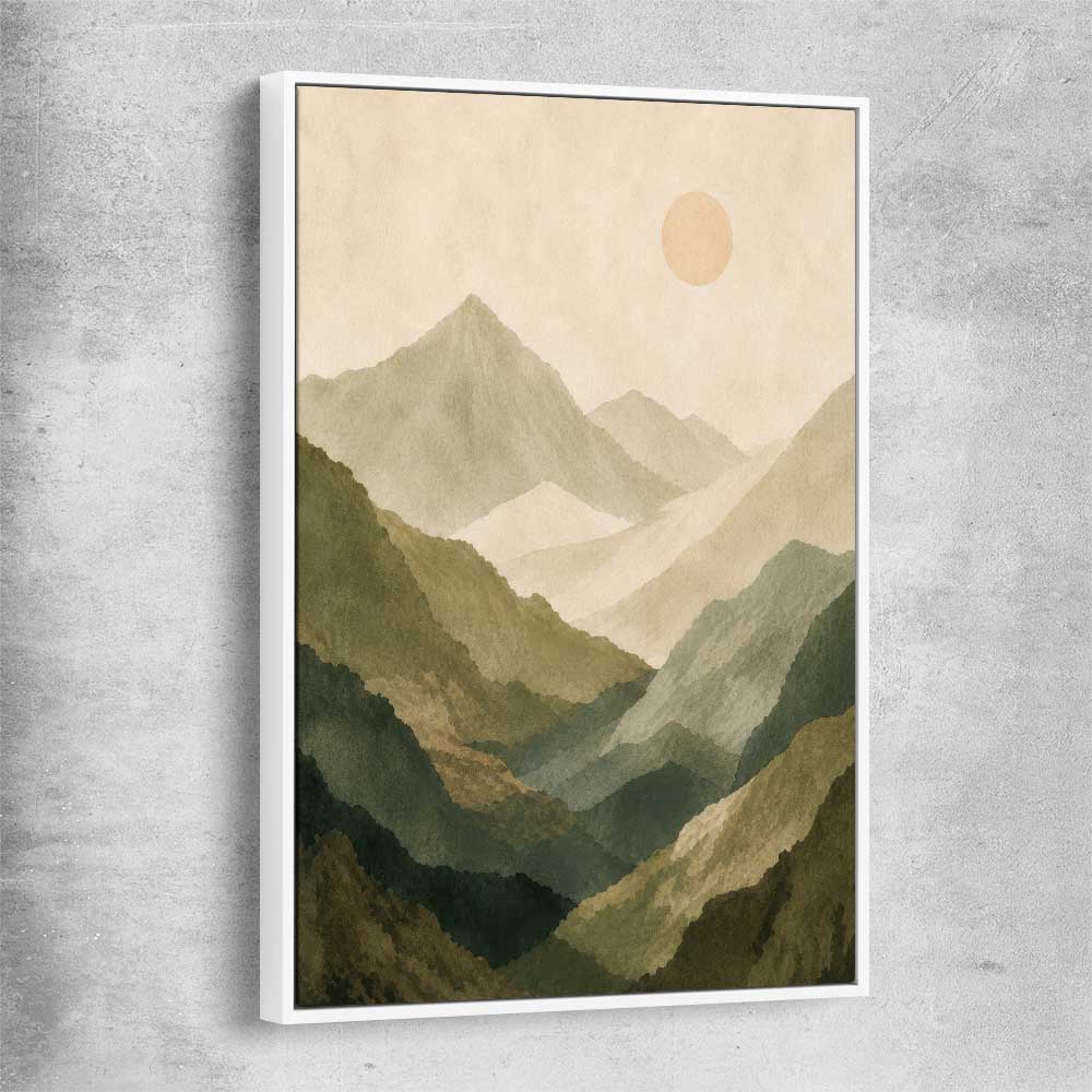 Mountain Haze white framed canvas - part of our high quality canvas abstract wall art collection