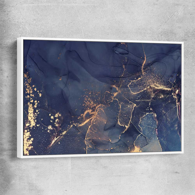 Navy Flow white framed canvas - part of our high quality canvas abstract wall art collection