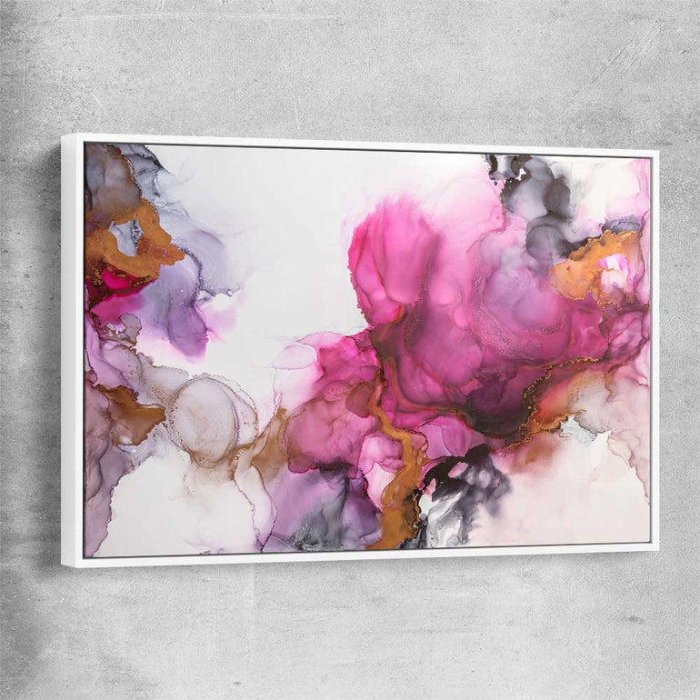 Pink Clouds white framed canvas - part of our high quality canvas abstract wall art collection