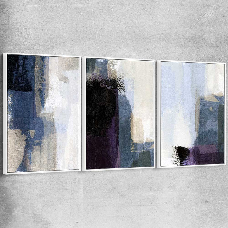 Soft Blue Set white framed canvas - part of our high quality canvas abstract wall art collection