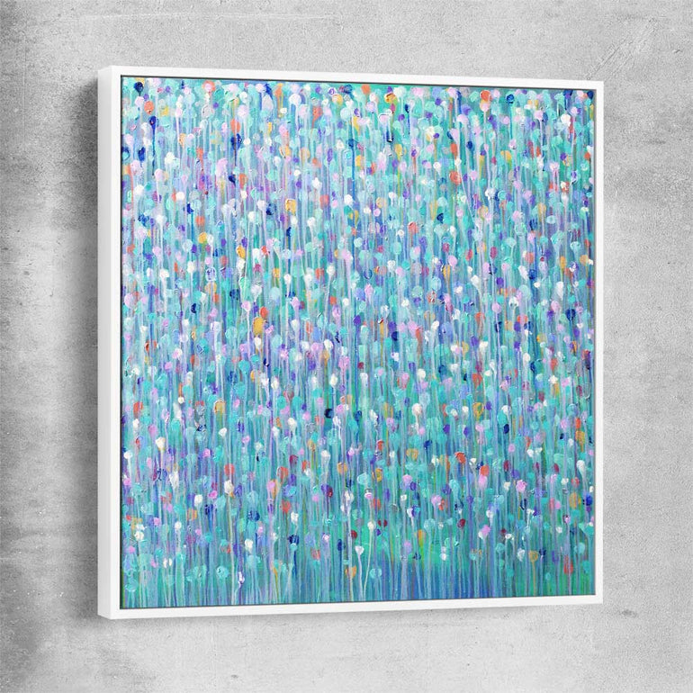Sparkly Water Square white framed canvas - part of our high quality canvas abstract wall art collection