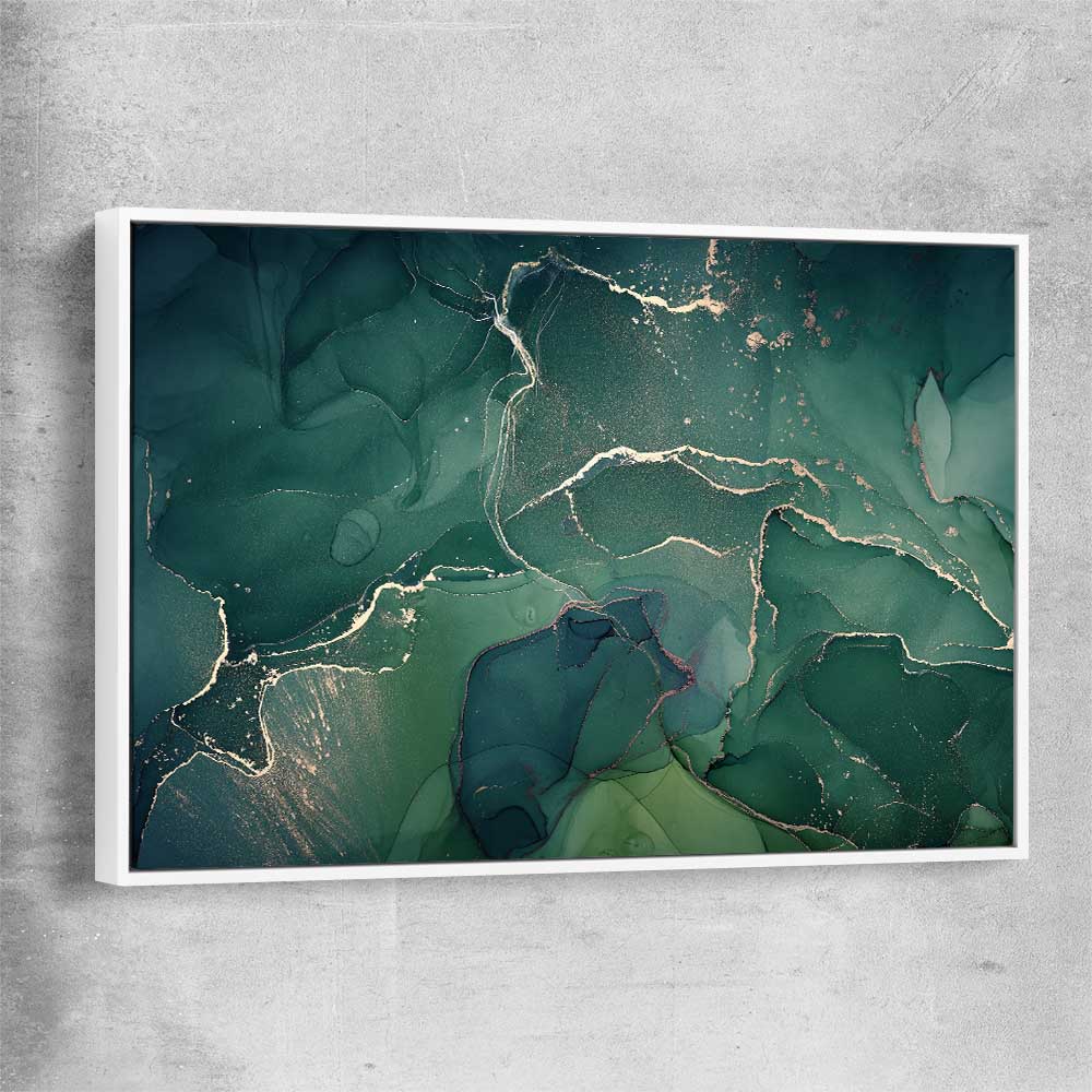 Turquoise Scatter white framed canvas - part of our high quality canvas abstract wall art collection