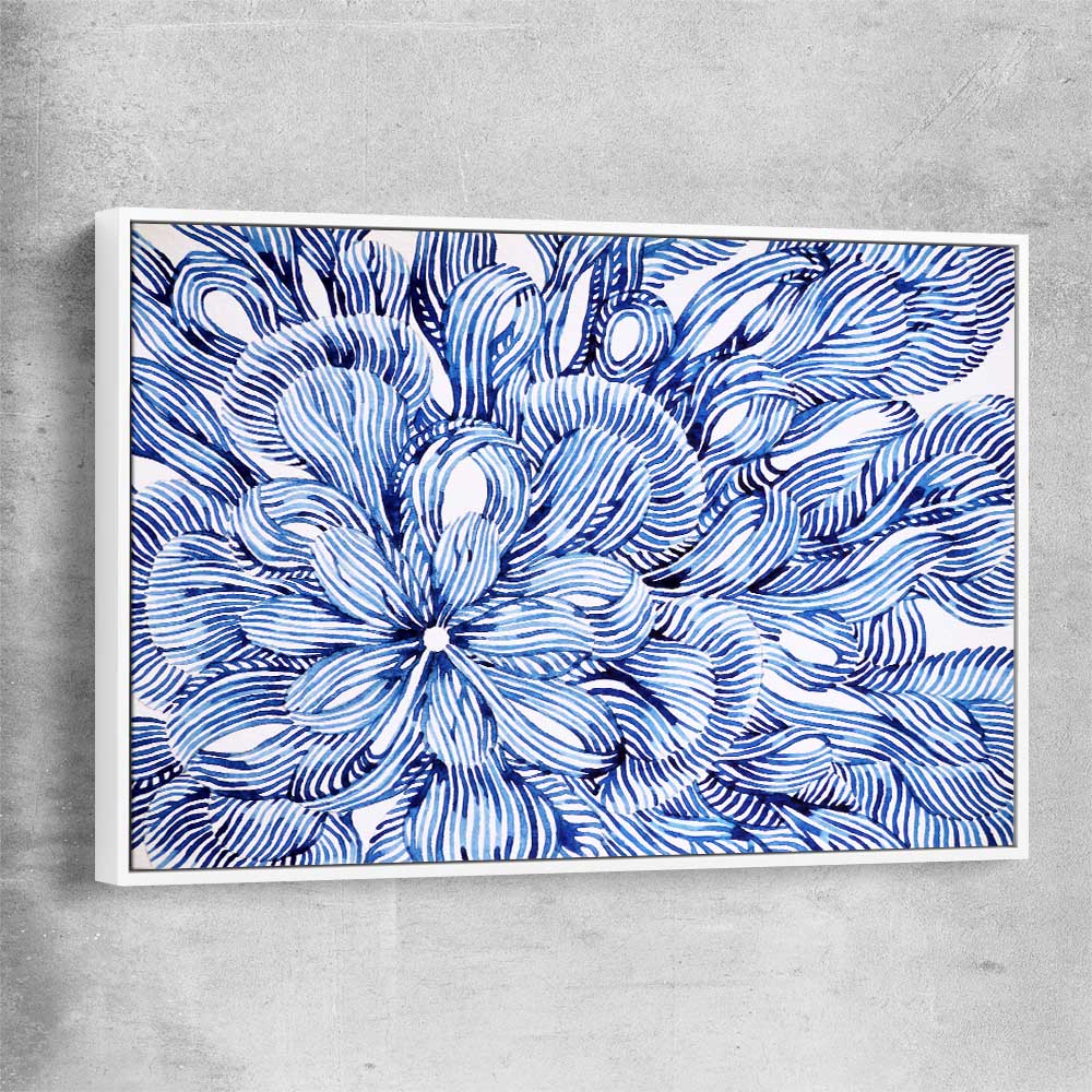 Watercolour Flowers white framed canvas - part of our high quality canvas abstract wall art collection