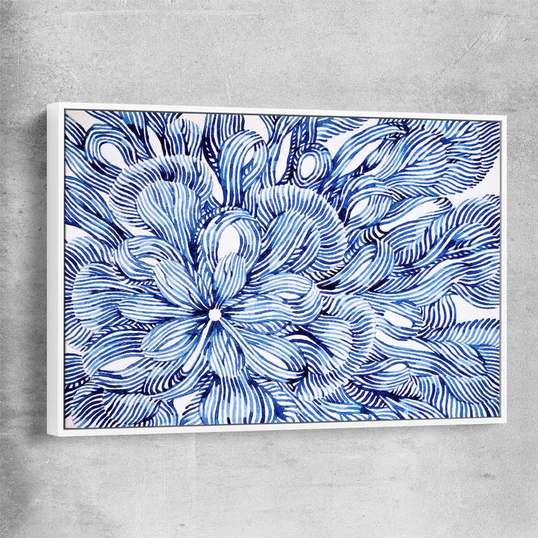 Watercolour Flowers white framed canvas - part of our high quality canvas abstract wall art collection