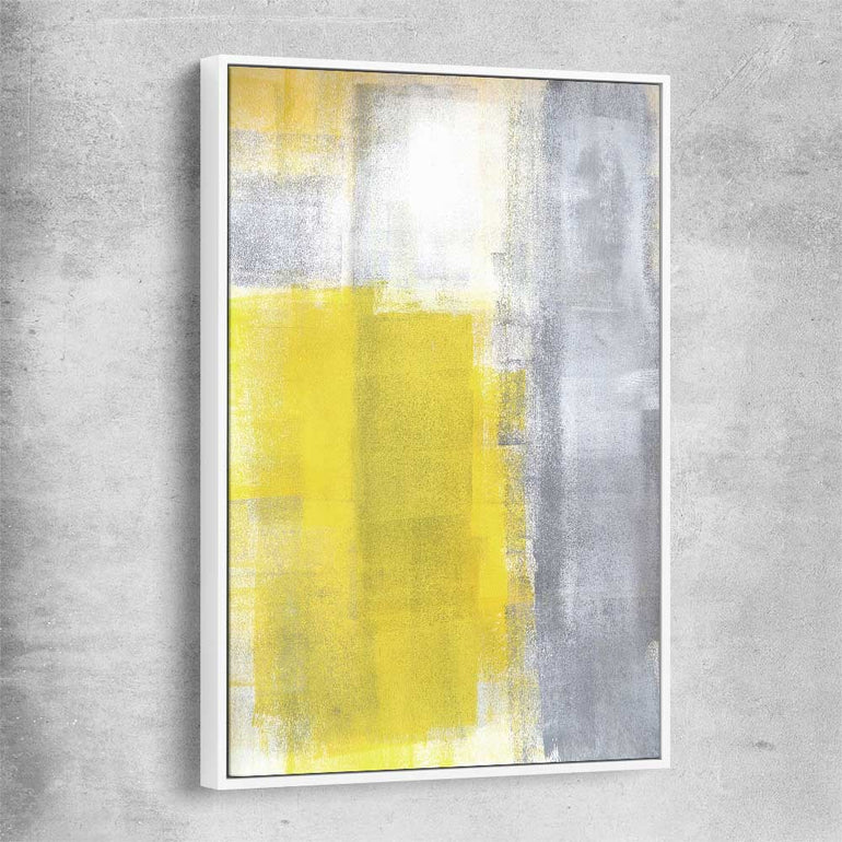 Yellow Pastel white framed canvas - part of our high quality canvas abstract wall art collection