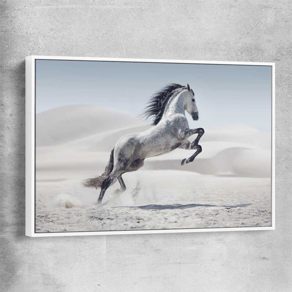 Animal wall art and canvas prints of Free Spirit Horse with white framed canvas