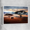 Animal wall art and canvas prints of Golden Savannah Journey with white framed canvas