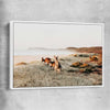 Animal wall art and canvas prints of Grazing Kangaroos with white framed canvas