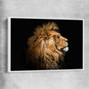 Animal wall art and canvas prints of Lion Mentality with white framed canvas