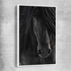 Animal wall art and canvas prints of Midnight Friesian Horse with white framed canvas
