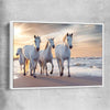 Animal wall art and canvas prints of Ocean Breeze Horses with white framed canvas
