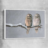 Animal wall art and canvas prints of Perched Owls with white framed canvas