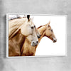 Animal wall art and canvas prints of Purebred Horse Pair with white framed canvas