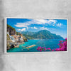 Beach and coastal wall art print of Amalfi Coast Escape with white framed canvas