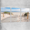 Beach and coastal wall art print of Beautiful Beach Path Set with white framed canvas