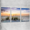 Beach and coastal wall art print of Calming Sunset Set with white framed canvas