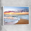 Beach and coastal wall art print of Pastel Ocean Horizon with white framed canvas