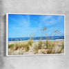 Beach and coastal wall art print of Algarve Dune Flora with white framed canvas