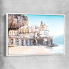 Beach and coastal wall art print of Amalfi Tides with white framed canvas