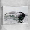 Beach and coastal wall art print of Humpback Whale with white framed canvas