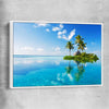 Beach and coastal wall art print of Island Serenity with white framed canvas