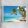 Beach and coastal wall art print of Tropical Paradise with white framed canvas