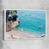 Beach and coastal wall art print of Turquoise Waters with white framed canvas