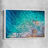 Beach and coastal wall art print of Watsons Bay Rocks with white framed canvas