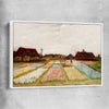 Classic wall art and canvas print of Bulb Fields Van Gogh with white framed canvas