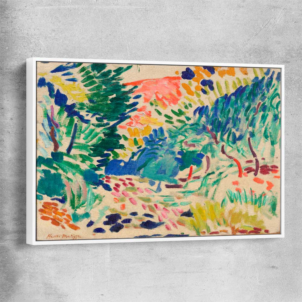 Classic wall art and canvas print of Landscape at Collioure Henri Matisse with white framed canvas