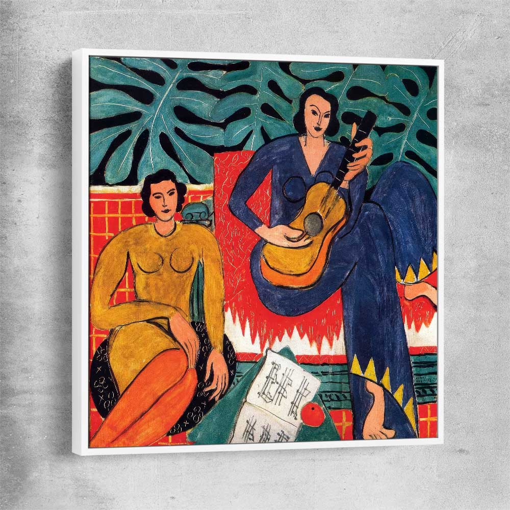 Classic wall art and canvas print of Music Henri Matisse with white framed canvas