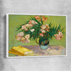 Classic wall art and canvas print of Oleanders Van Gogh with white framed canvas