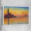Classic wall art and canvas print of San Giorgio Claude Monet with white framed canvas