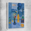 Classic wall art and canvas print of The Blue Window Henri Matisse with white framed canvas