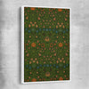 Classic wall art and canvas print of Violet Columbine William Morris with white framed canvas