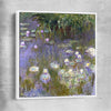 Classic wall art and canvas print of Water Lilies Claude Monet with white framed canvas