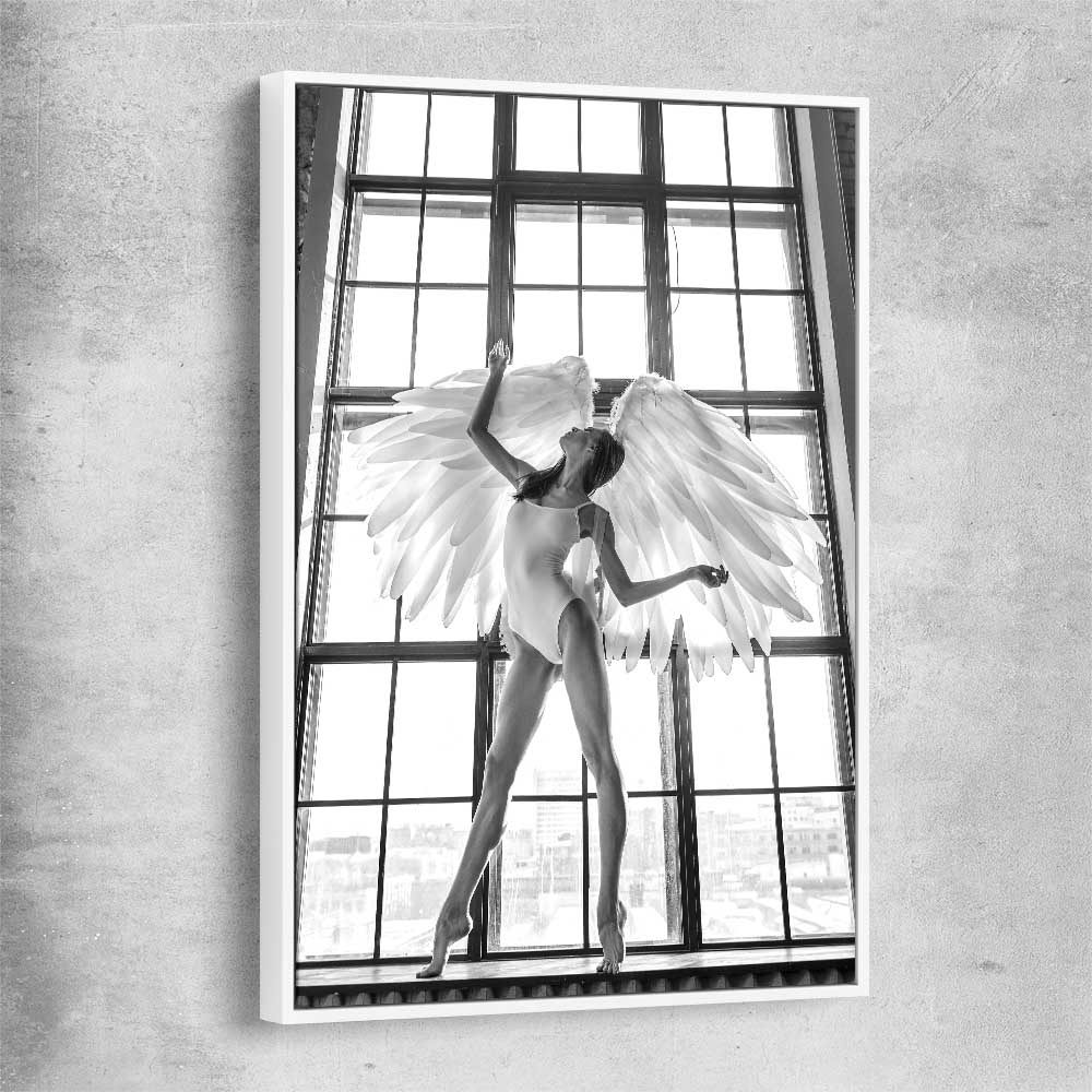Angel Love Two white framed canvas - part of our high quality fashion canvas wall art and prints collection