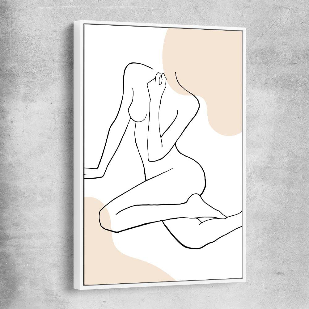 Beige Comfort white framed canvas - part of our high quality fashion canvas wall art and prints collection