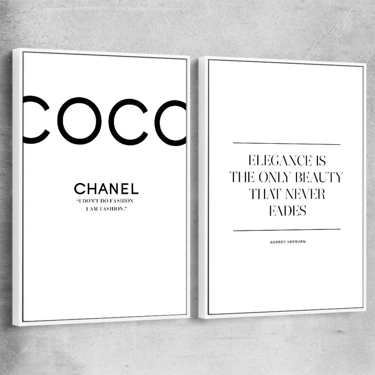 Elegance Beauty Pair white framed canvas - part of our high quality fashion canvas wall art and prints collection