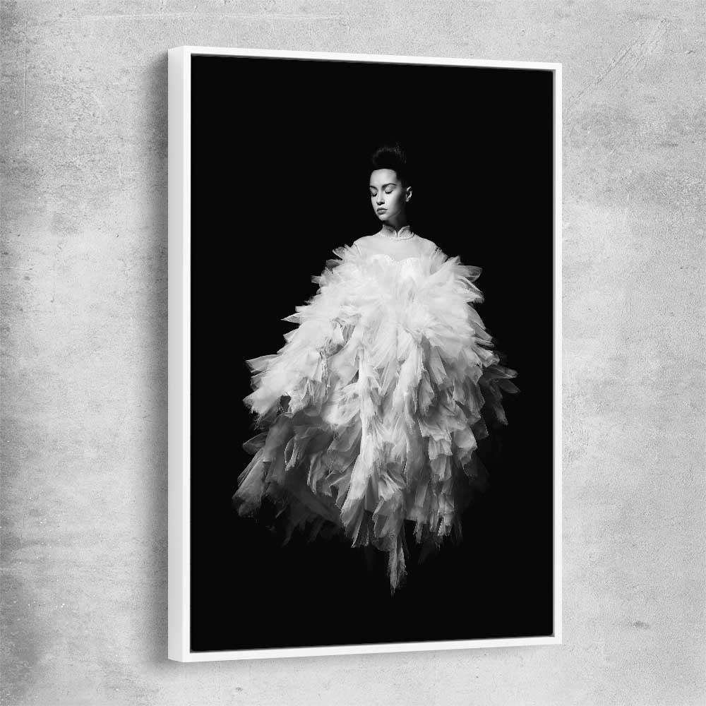 Evening Dress white framed canvas - part of our high quality fashion canvas wall art and prints collection