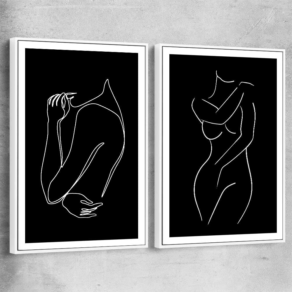 Gentle Hold Pair white framed canvas - part of our high quality fashion canvas wall art and prints collection