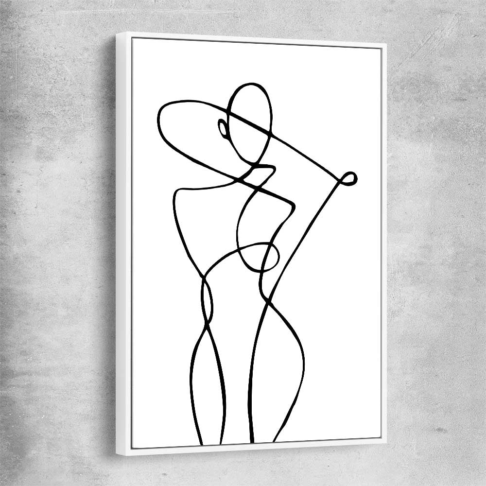 Minimalist Pose white framed canvas - part of our high quality fashion canvas wall art and prints collection