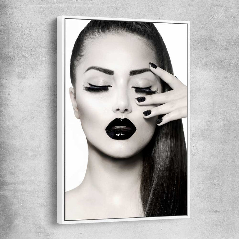 Monotone Model white framed canvas - part of our high quality fashion canvas wall art and prints collection