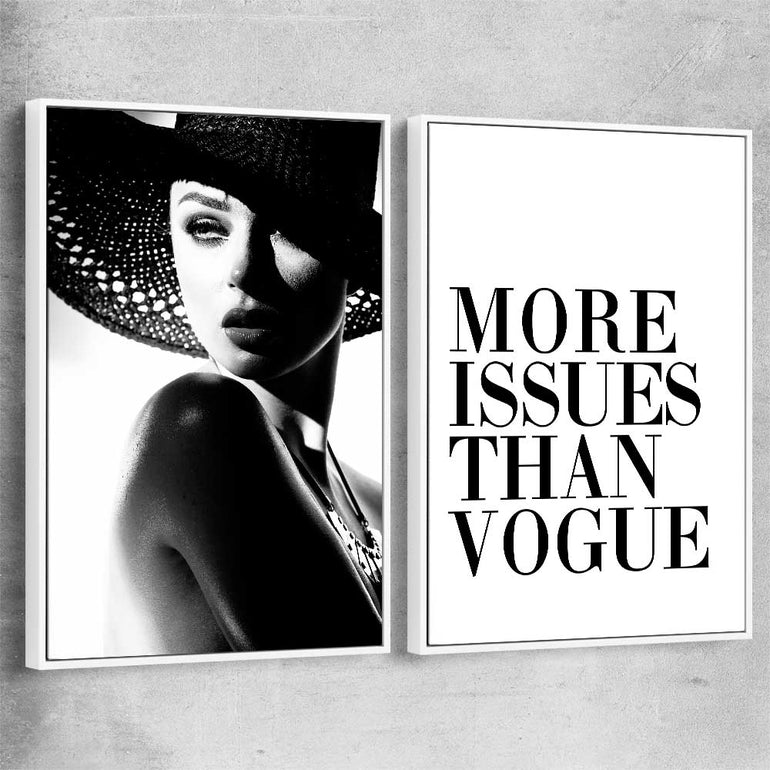 More Issues Pair white framed canvas - part of our high quality fashion canvas wall art and prints collection